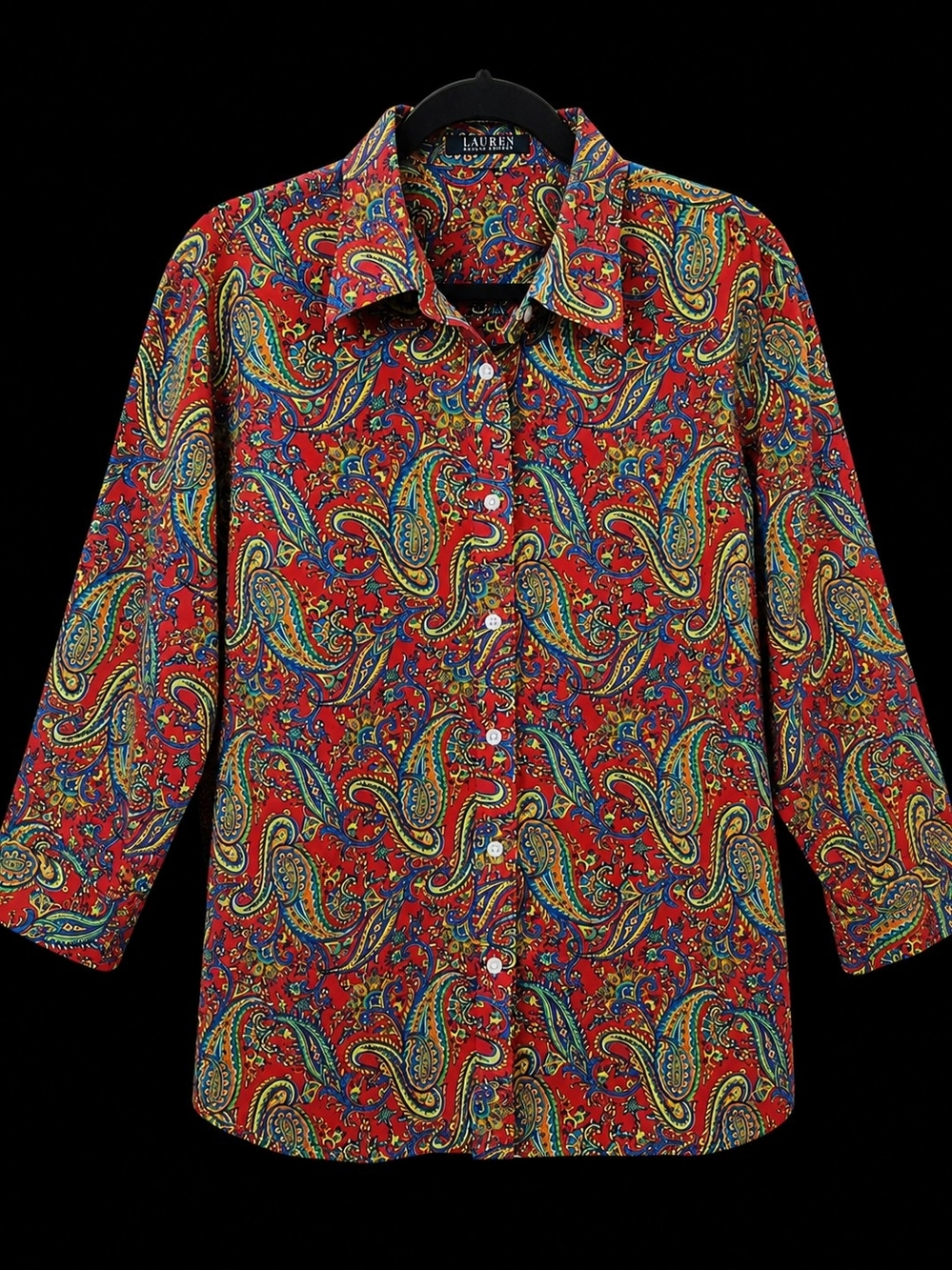Lauren Ralph Lauren Red Multicolor Paisley Button-Down Shirt